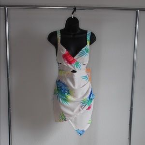 Asymmetrical Floral Cutout Dress